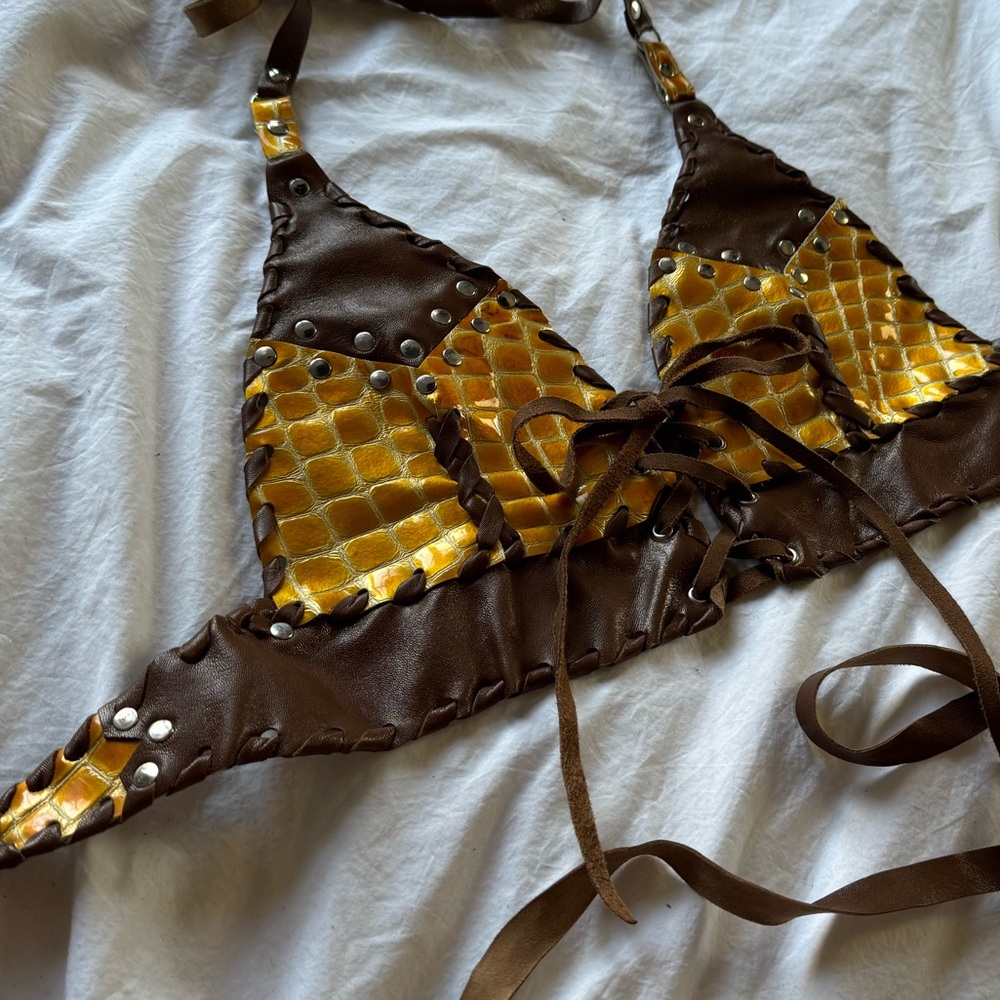 Shop Tina Villa handmade leather halter top one of a kind
